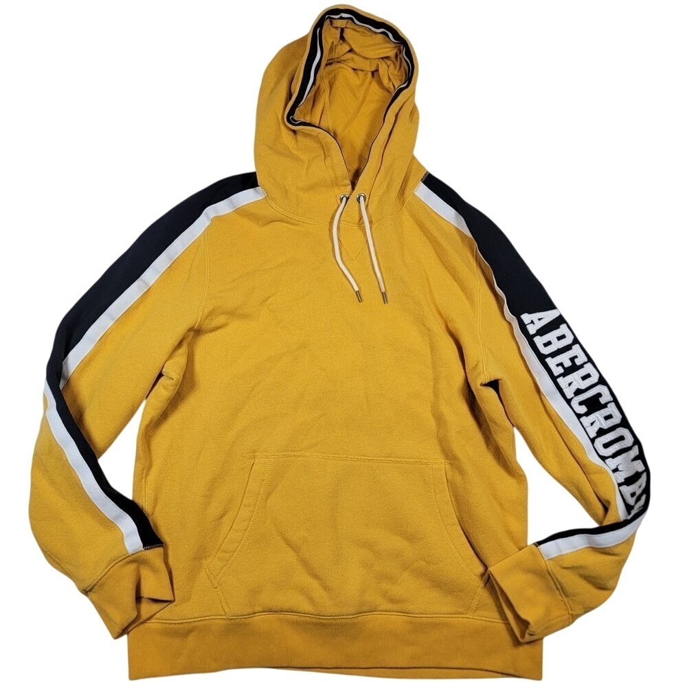 Abercrombie & Fitch Hoodie Adult's Sz L Yellow Soft AF Fleece Spellout